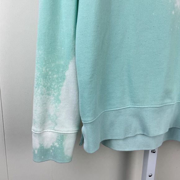 GAP Upcycled DIY Bleach Dyed Snowflake Mint Green Sweatshirt Top Womens Small - Picture 5 of 8